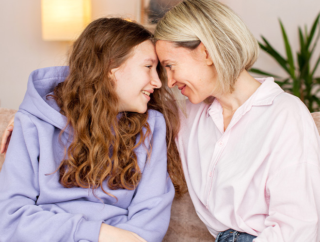 mother sharing a moment with her daughter